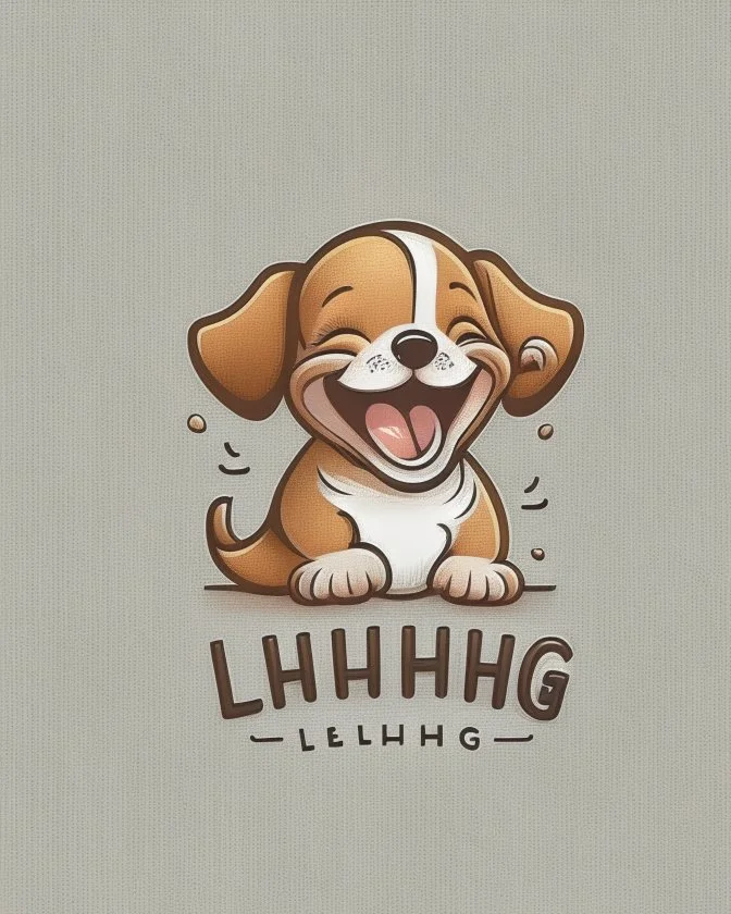 Laughing little puppy logo design Laughing little puppy logo design