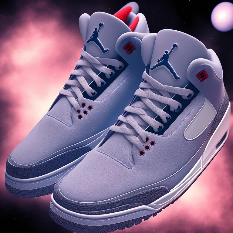 Jordan 3 sneaker in the space volumetric lighting