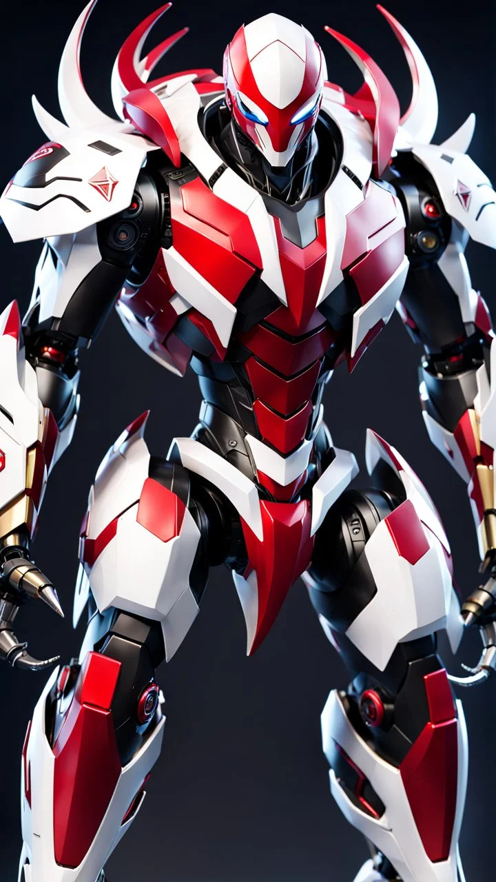 big venom robot with red and white color schemes, in the style of fairy academia, hard-edge style, agfa vista, dynamic pose, oshare kei, hurufiyya, rtx, close picture, intricate details, highly detailed, high details, detailed portrait, masterpiece,ultra detailed, ultra quality