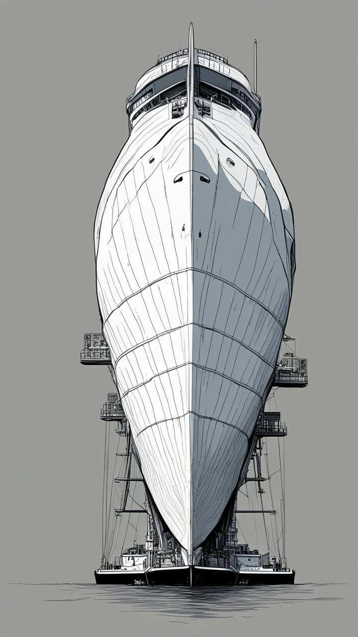 A drawing of a container ship that looks like a big beluga whale. View from side. With eyes. Digital art. Docker