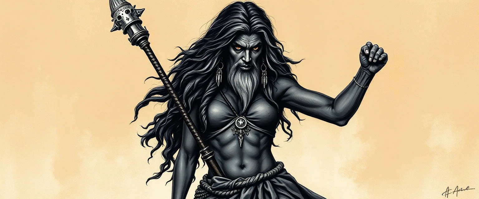 full body gandalf as dark brazilian woman , airbrush and pen outline