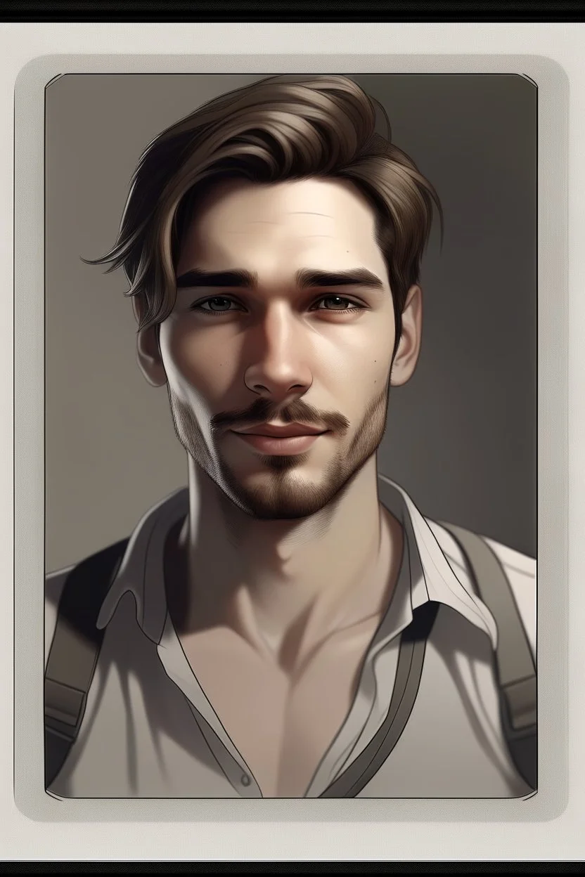 frontal picture dnd realistic polaroid man