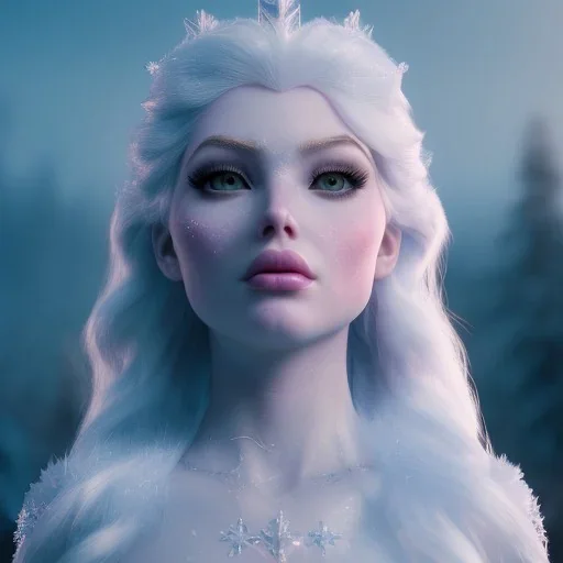 A portrait of a crystalised ices snow queen, atmospheric,fantasy, realistic, unreal engine 5, cinematic lighting, octane render.