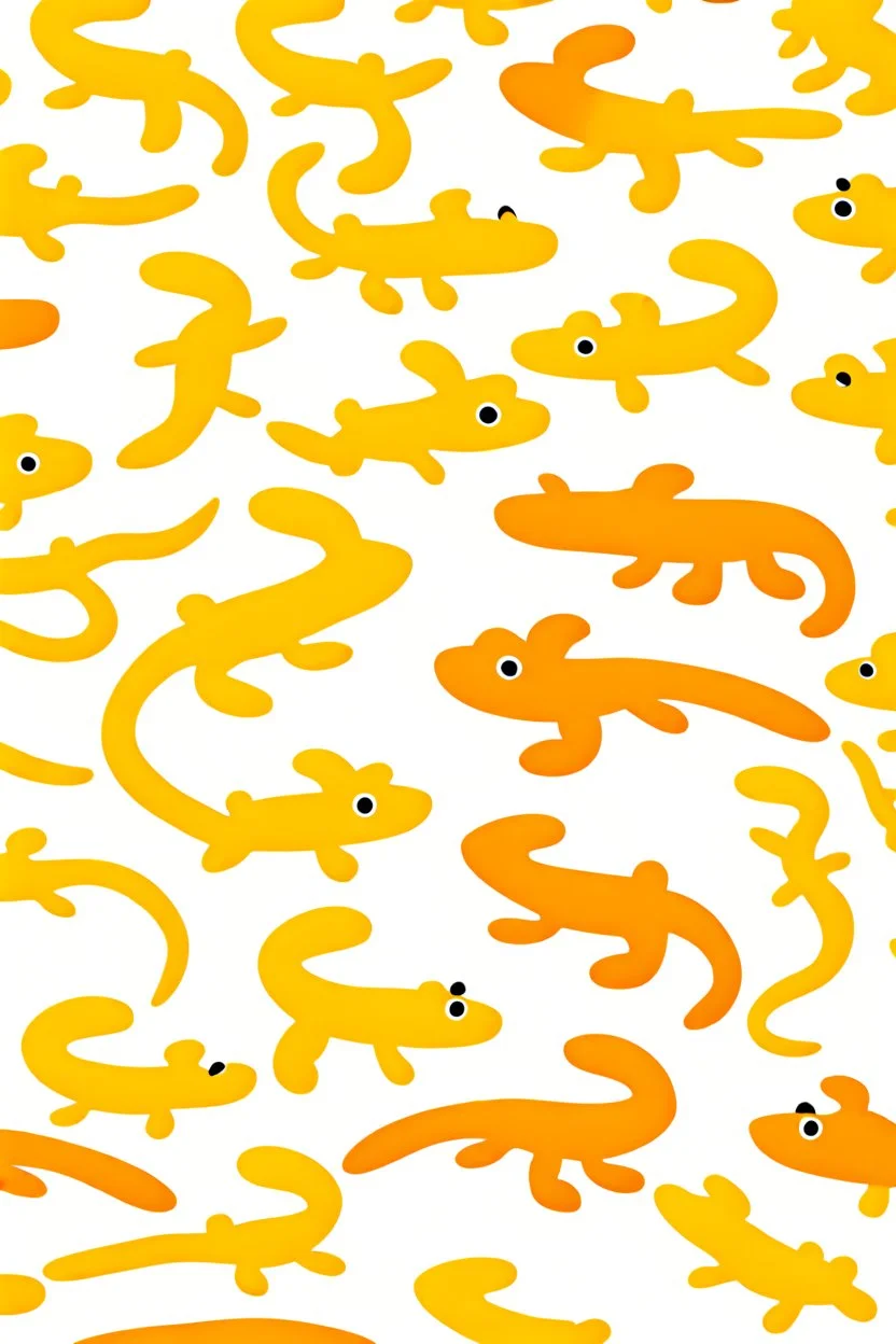 Lots of little tiny cute cartoon newts