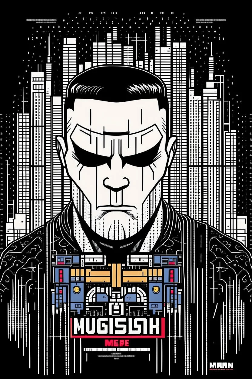 punisher sku;; elon musk in the style of Hiroshi Nagai