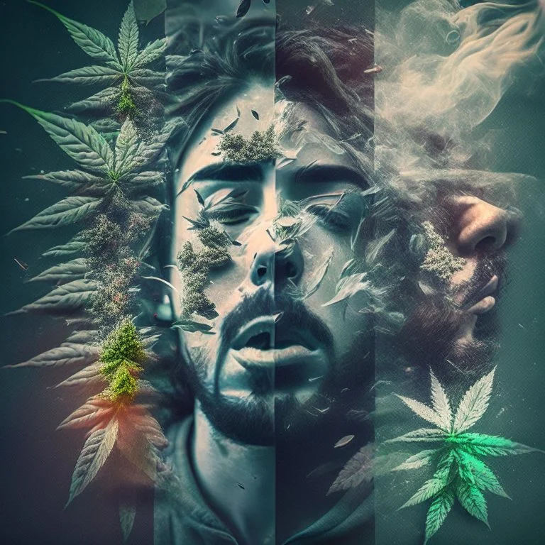 Create a composite that captures the initial allure and impact of trying hash or weed, emphasizing the emotions and sensations you felt.