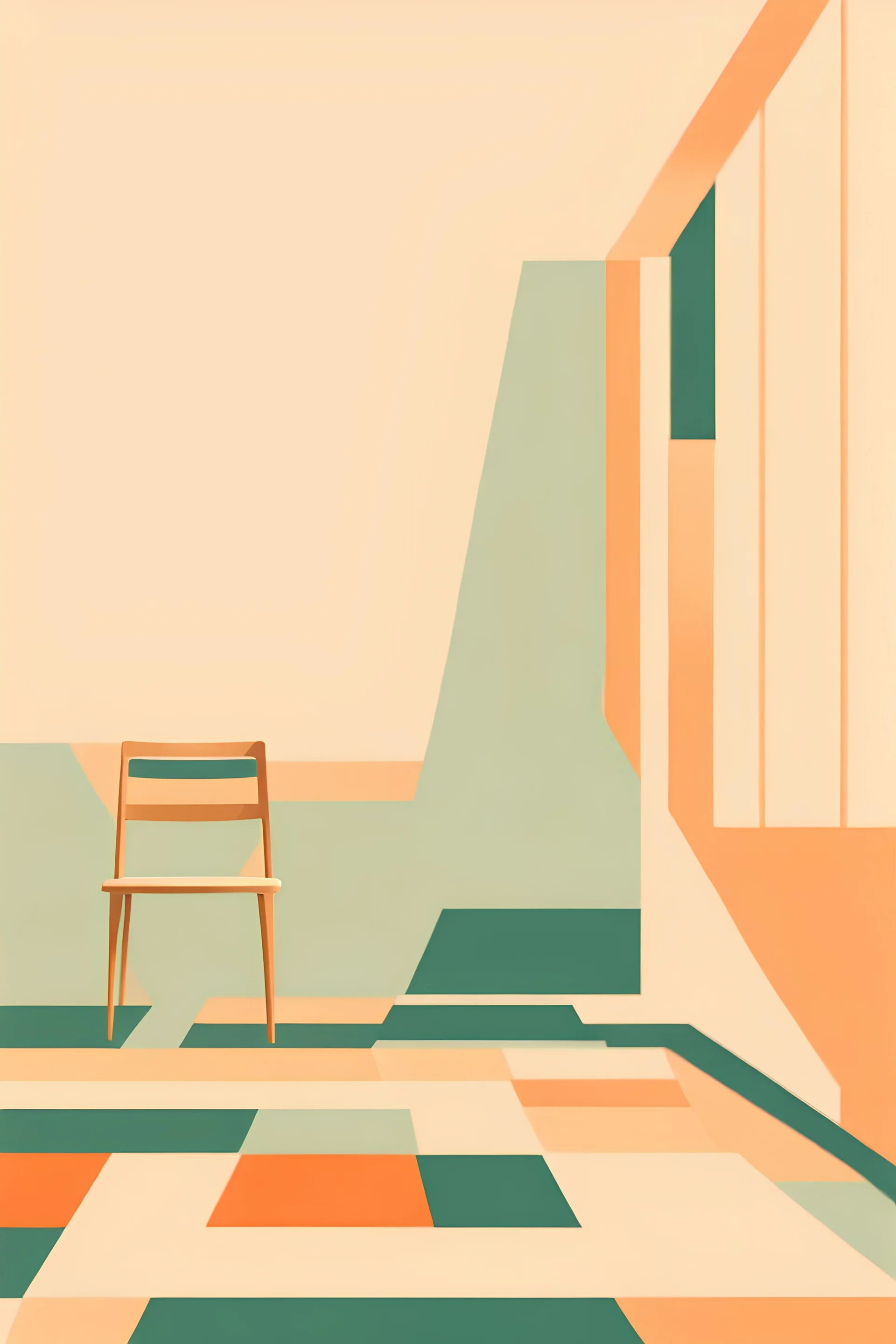 Minimalist picture, imitation of retro oil paint, psychotherapeutic theme, soft lines