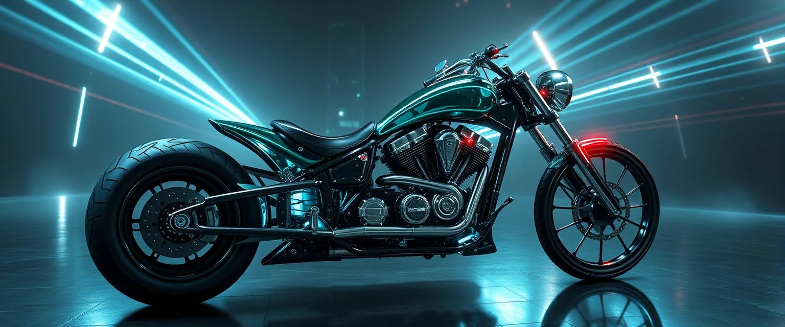 big wheel vampire bike suspended inside laid back futuristic sci-fi glass human form chopper vampire coffin standing upright on wheels shooting lazers in all directions