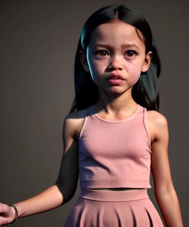 Jenna ortega toddler, full body, dramatic lighting, hyper realistic