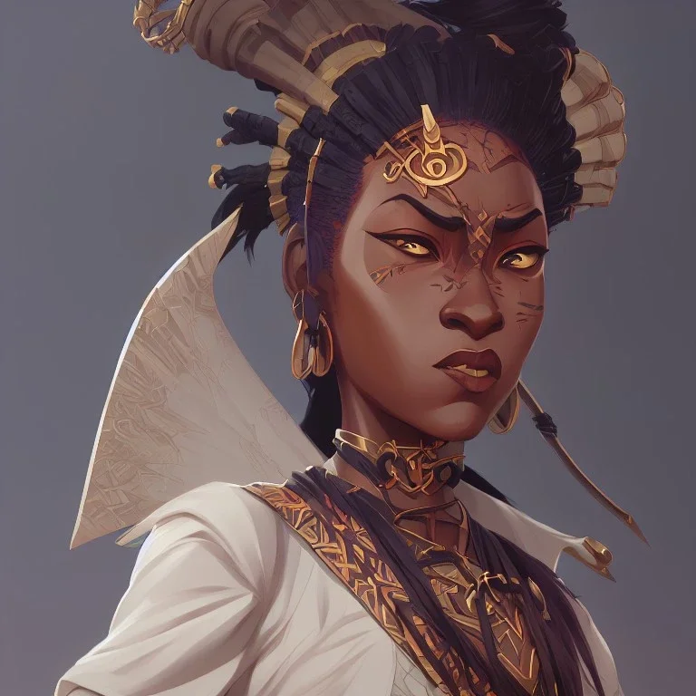 Africa goddess SAMURAI in the style of stefan kostic, realistic, full body, sharp focus, 8k high definition, insanely detailed, intricate, elegant, art by stanley lau and artgerm