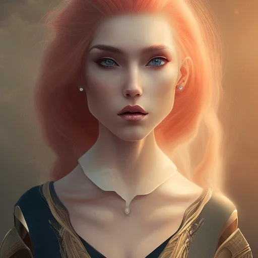 fantasy setting, woman, red hair and white hair