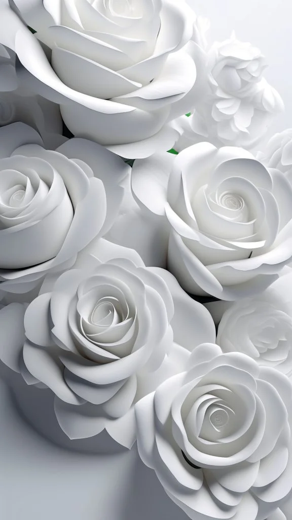 White and roses neutral colours Aesthetic Floral Shapes , 4k, realistic, simple, refine, clean , all white colours