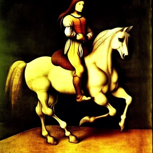 portrait of a horse riding by Leonardo da Vinci style