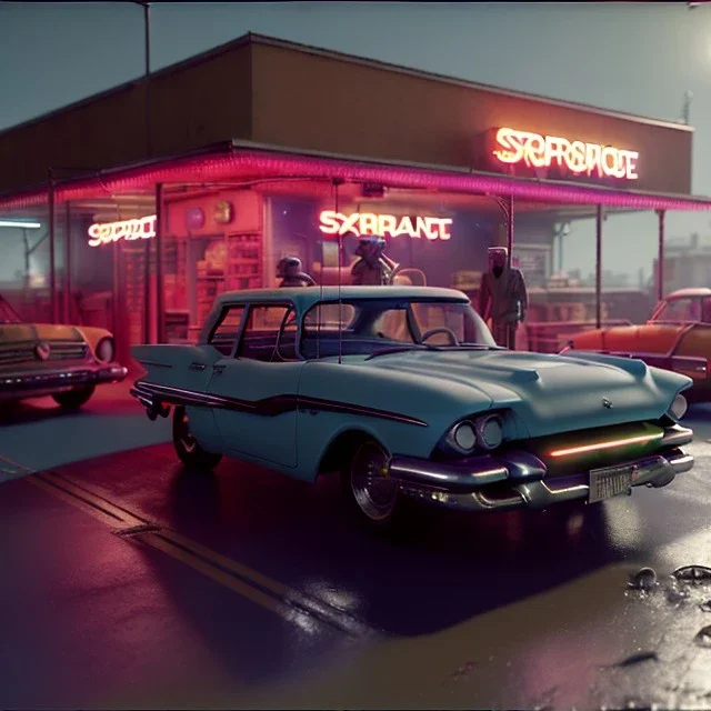 Ultra Realistic retro sci-fi, explosion Supermarket parking scene, 1960 year, blonde woman, sweet Jane Fonda face, perfect iris, glow eyes, face makeup, tight latex coat; many panic people, Retro sci-fi style, soft color, highly detailed, unreal engine 5, ray tracing, RTX, lumen lighting, ultra detail, volumetric lighting, 3d, finely drawn, high definition, high resolution.