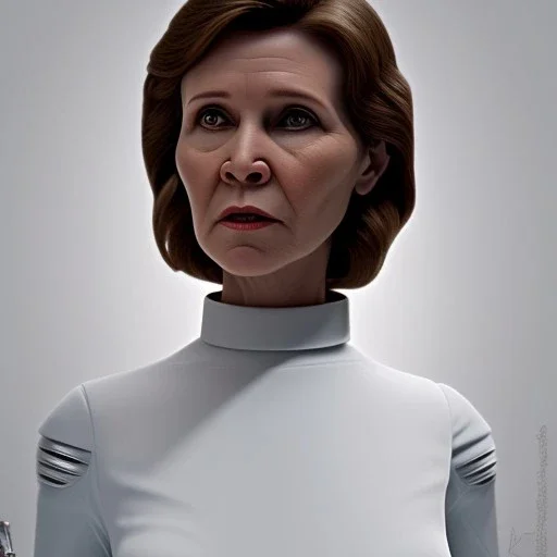 Actress , mix of sci-fi and disney style , carrie fisher with short hair