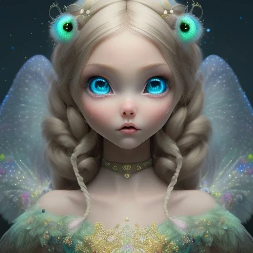 pixar art style of a super sweet and mega cute epic fairy, majestic, ominous, art background, intricate, masterpiece, expert, insanely detailed, 4k resolution, retroanime style, cute big circular reflective eyes, cinematic smooth, intricate detail , soft smooth lighting, vivid deep colors, painted Rena