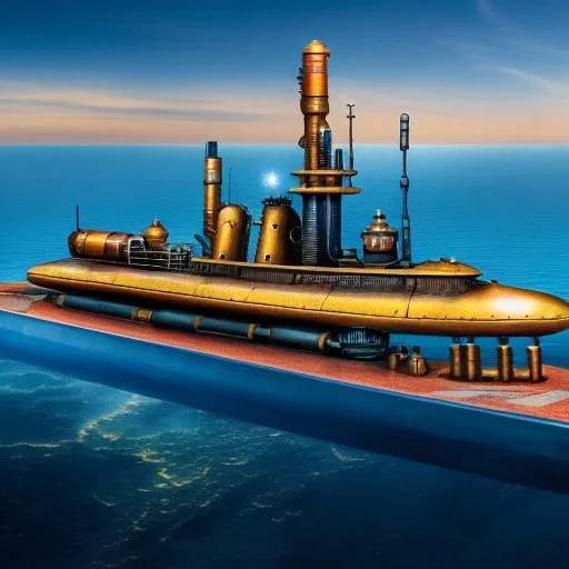 fullbody Drawing of 'sketch of Steampunk Submarine City',intricate detail,andrea bonelli,Kilian Eng,Ohrai,evan lee,Aleksandr Sidelnikov,KyuYong Eom,three quarters frontal aerial view,toned colors,16k