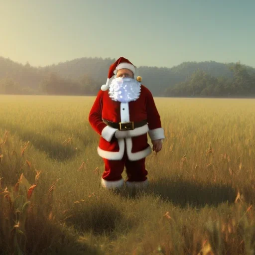 franz frazetta styl,santa claus in the middle of the corn field