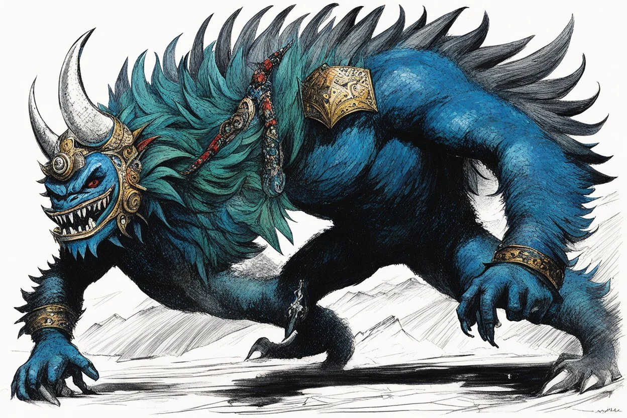 an illustration for the comic "Mil Mascaras is the Nilbog monster" by Jean-Paul Riopelle