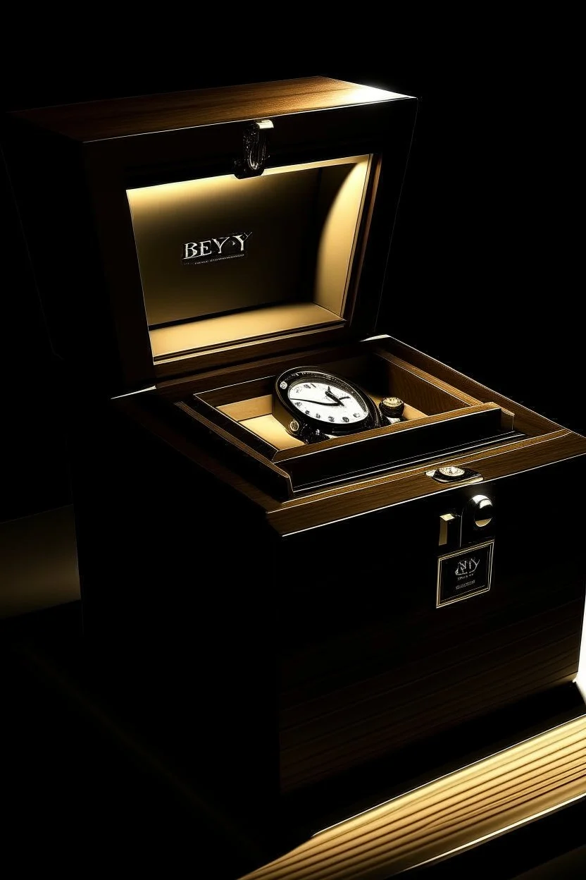 Generate a side profile image of the Key Bey Berk watch box, emphasizing its sleek design and smooth lines. Use lighting to bring out the contours.