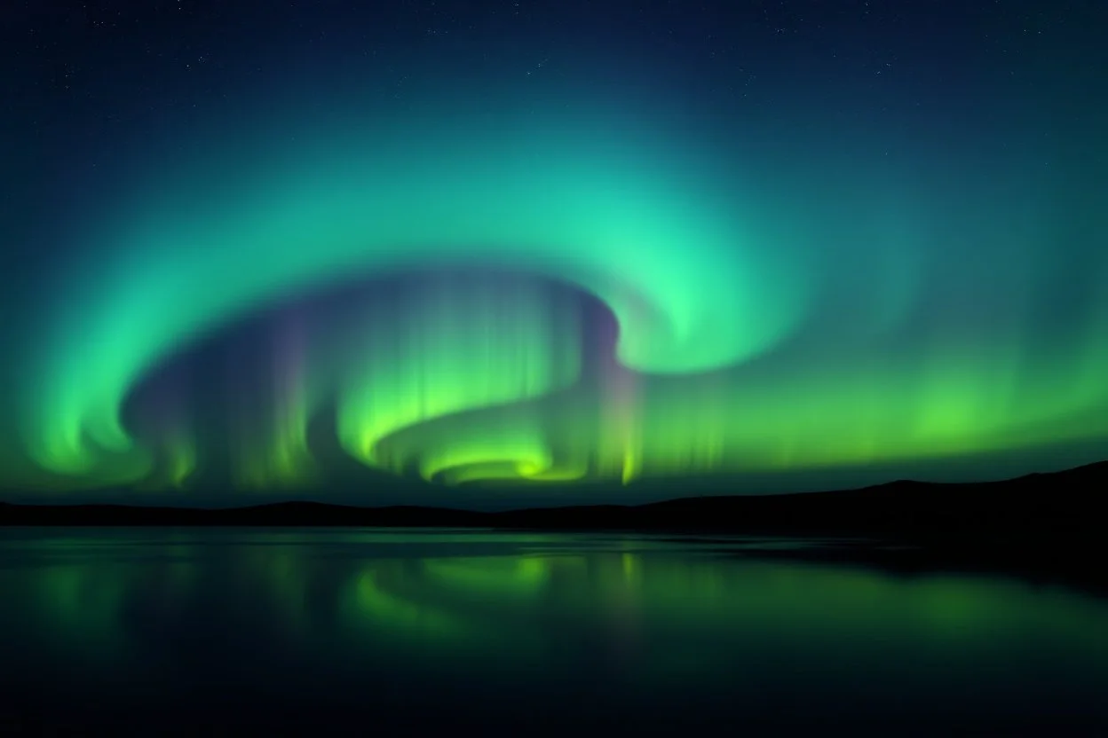 graphic shape of the aurora borealis. smooth vector on black