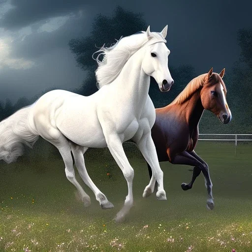 horse full body field background