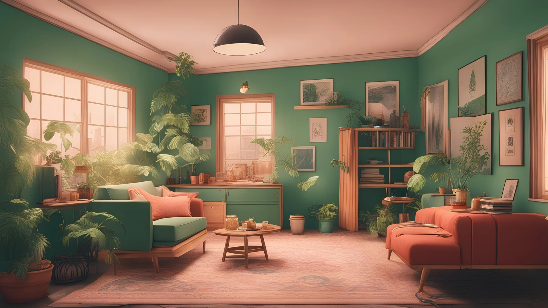 lofi imege vintage home twon greenry