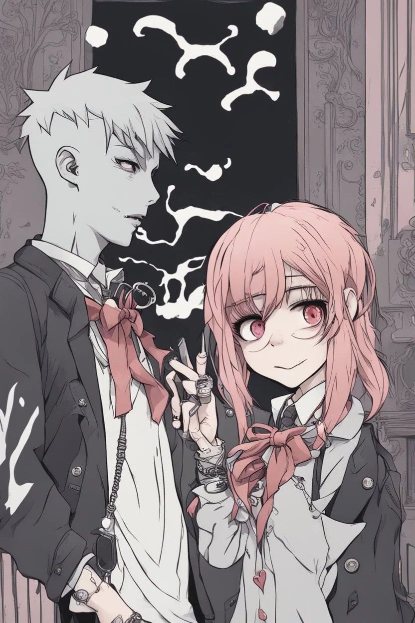 romantic hight school ghost punk girl and human boy