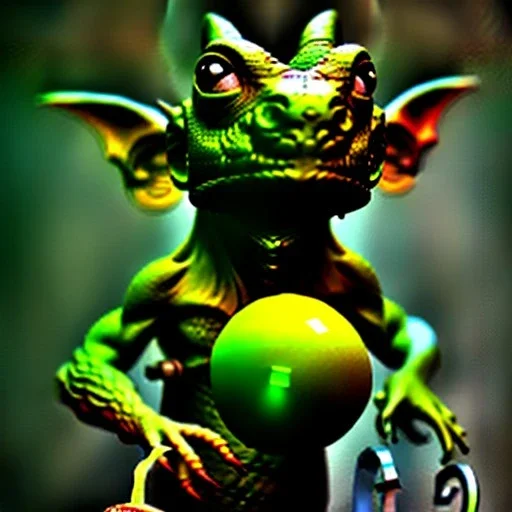 photorealstic, a goblin with a lizard head, holding a club