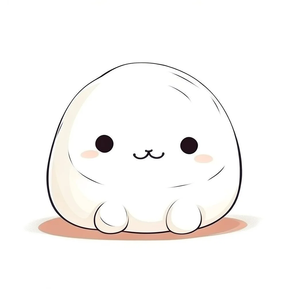 drawing of cute small mochi character on white background