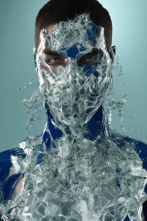 a dramatic 8k image of a person with a plastic covering the face, struggling to breath and trying to break free as it s tighly pulling over the face, chaos80