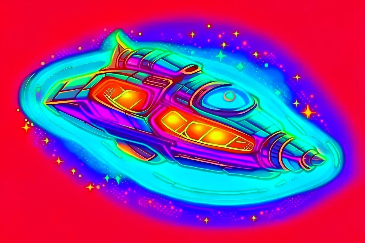 cool design of a small spaceship cruising through the gAlaxy