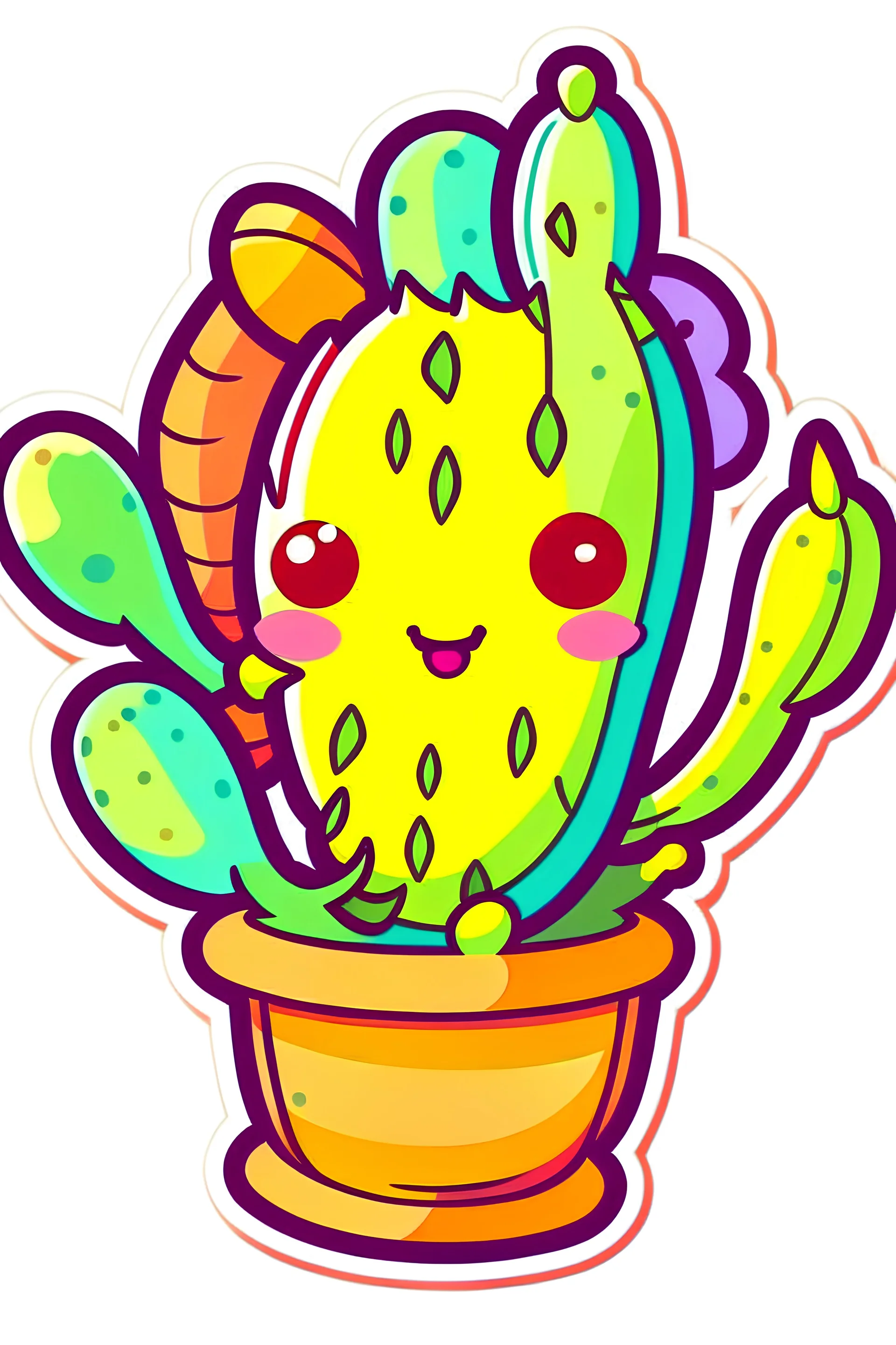 a sticker,cute,kawaii cactus