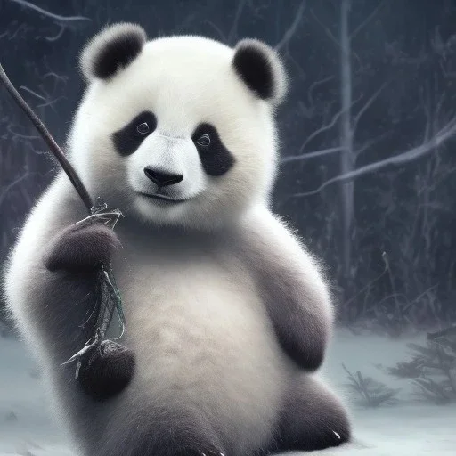 pixar art style of a mega cute and fluffy baby panda in natural environment, monotone color, full body, by mobeius, au naturel, hyper detailed, digital art, trending on artstation, cinematic lighting, studio quality, smooth render, unreal engine, octane rendered, art style by klimt and nixeu and ian sprigger and wlop and krenz cushart