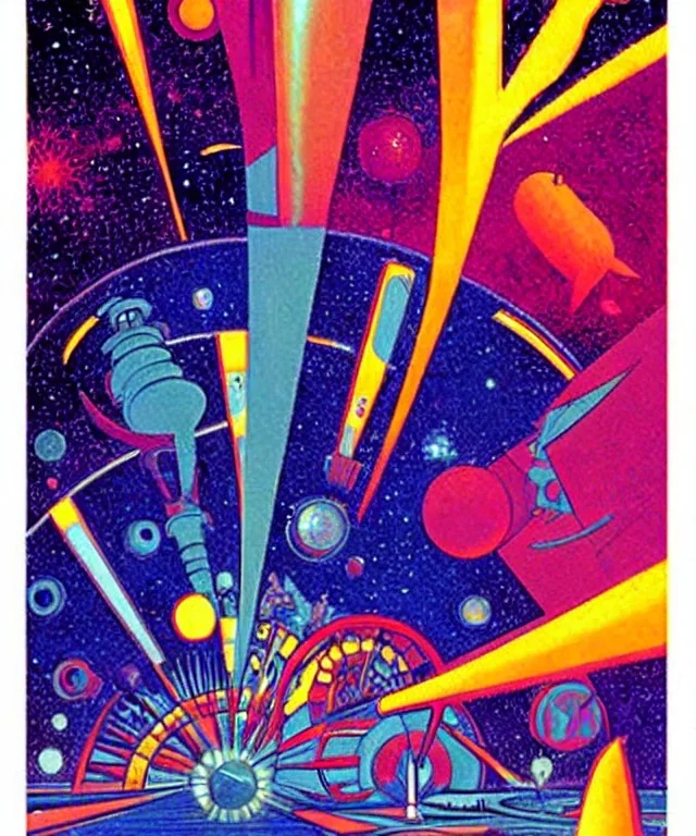 Vía Lactea (2007) Art by "Guillermo Pérez Villalta". Vivid colors contrasts in an impressive way. End of the roaring twenties of the twentieth century.