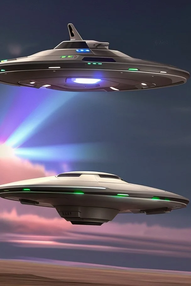 a smooth looking ufo craft with 3 separate lights underneath, full image