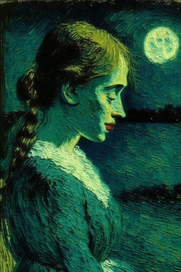 young woman in the moonlight by van gogh