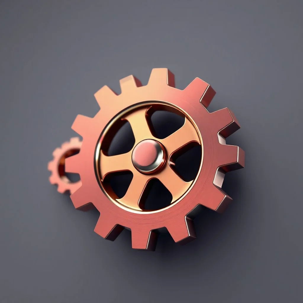 3d gears with metallic colors