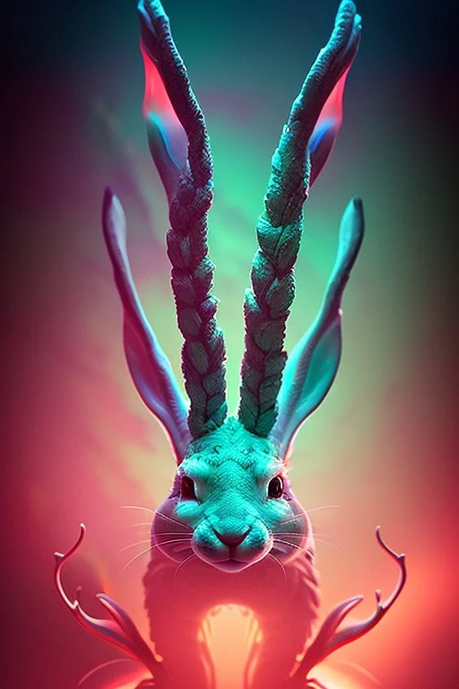 Alien Jackalope,highly detailed, hyper-detailed, beautifully color-coded, insane details, intricate details, beautifully color graded, Cinematic, Color Grading, Editorial Photography, DOF, White Balance, 32k, Super-Resolution, Megapixel, ProPhoto RGB, VR, Half rear Lighting, non photorealistic rendering