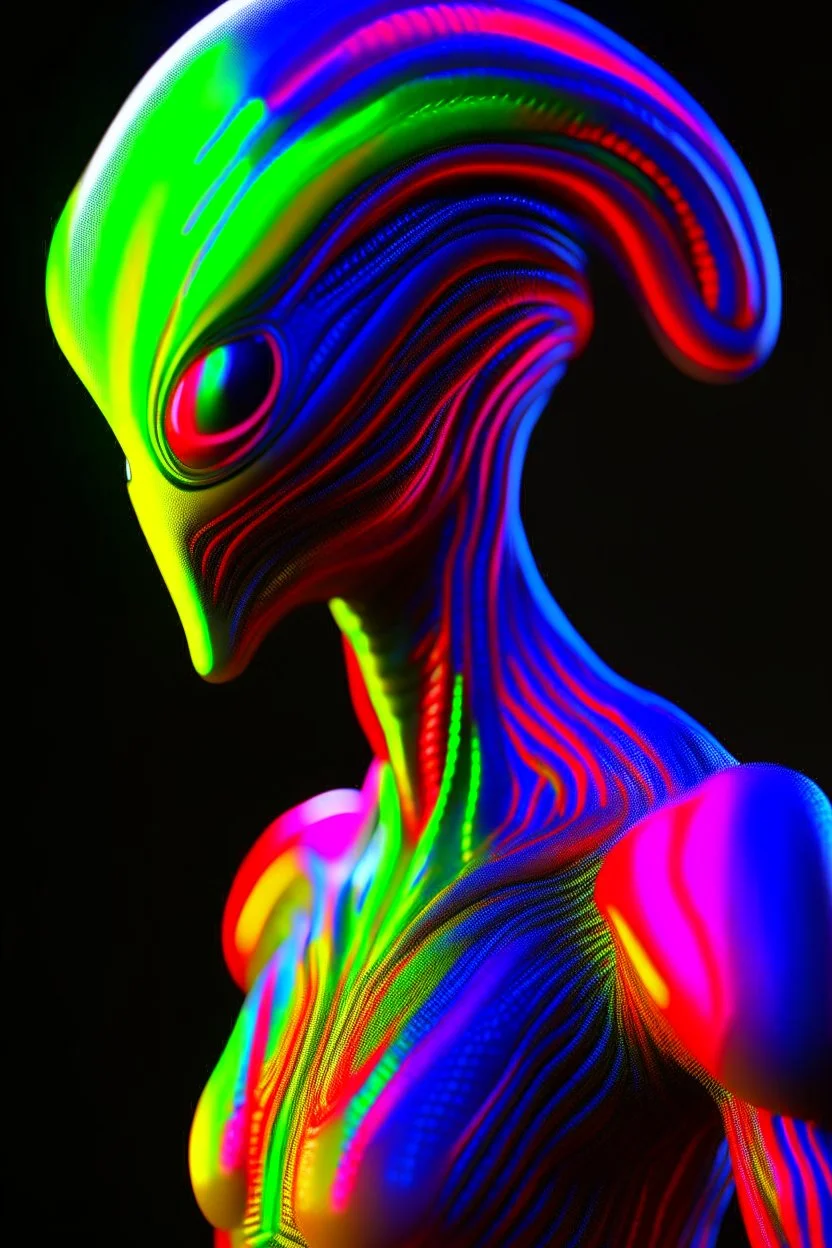 rainbow alien ,3d 4k octane render, smooth, sharp focus, highly detailed, unreal engine 5,