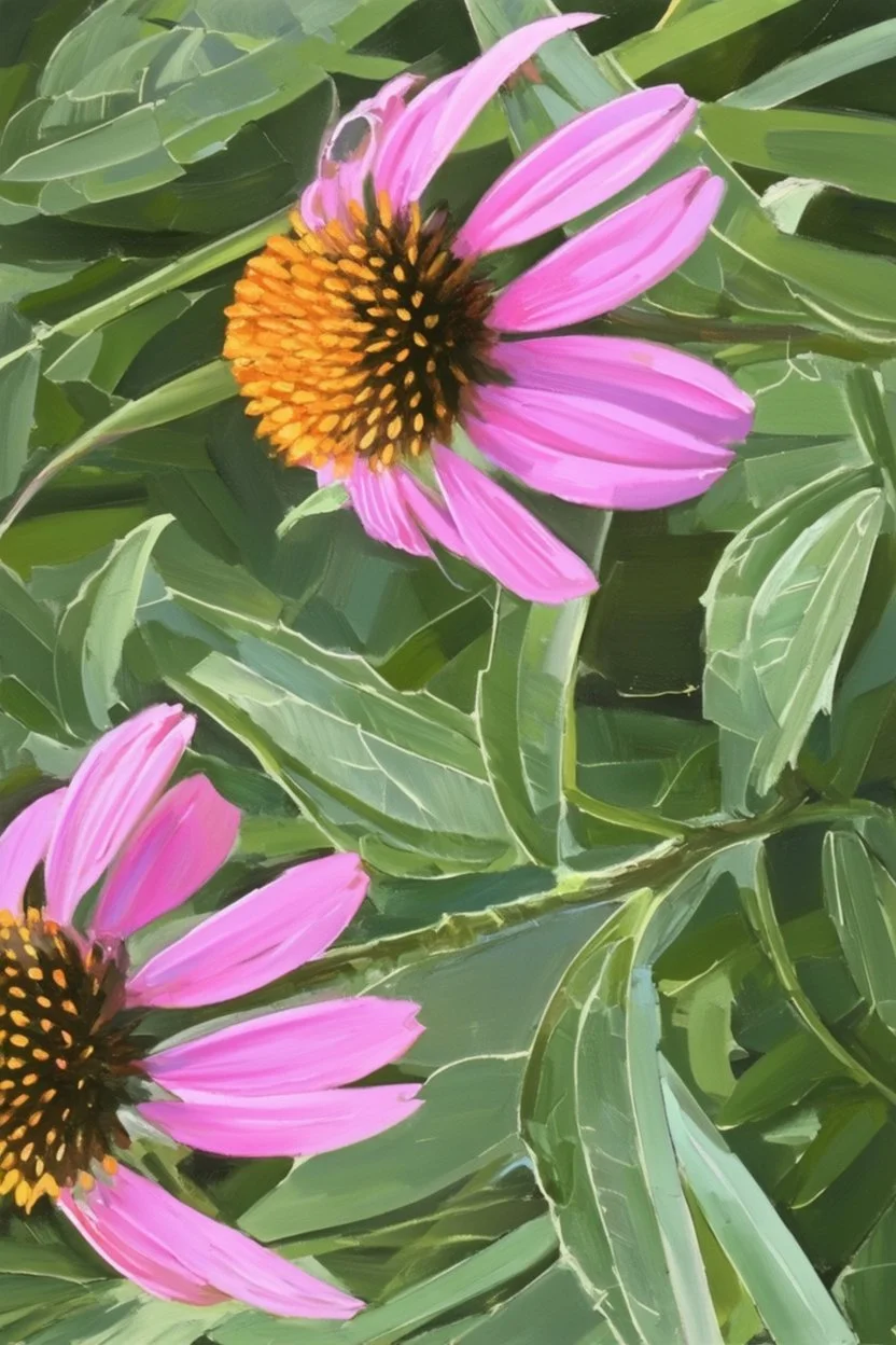 coneflowers; Still Life; Oil Painting