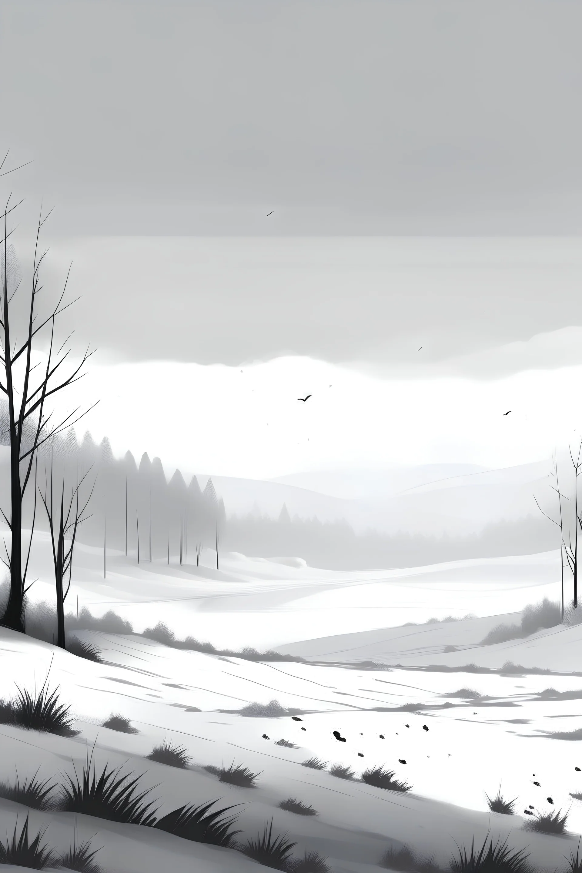 a snowy landscape, on a grey tone, ideal for a book background