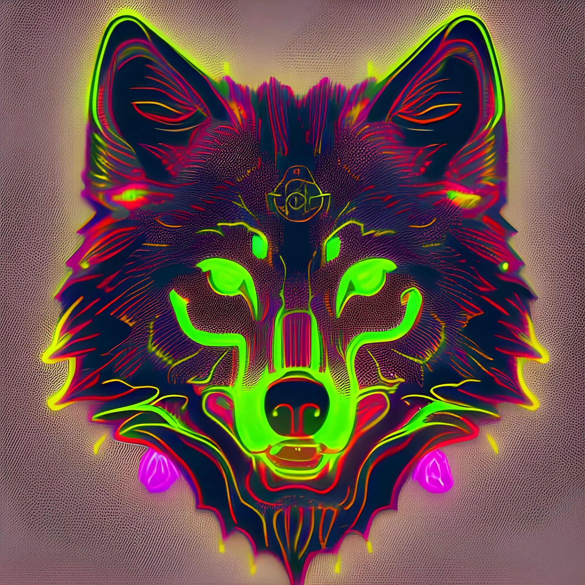 wolf face glowing neon