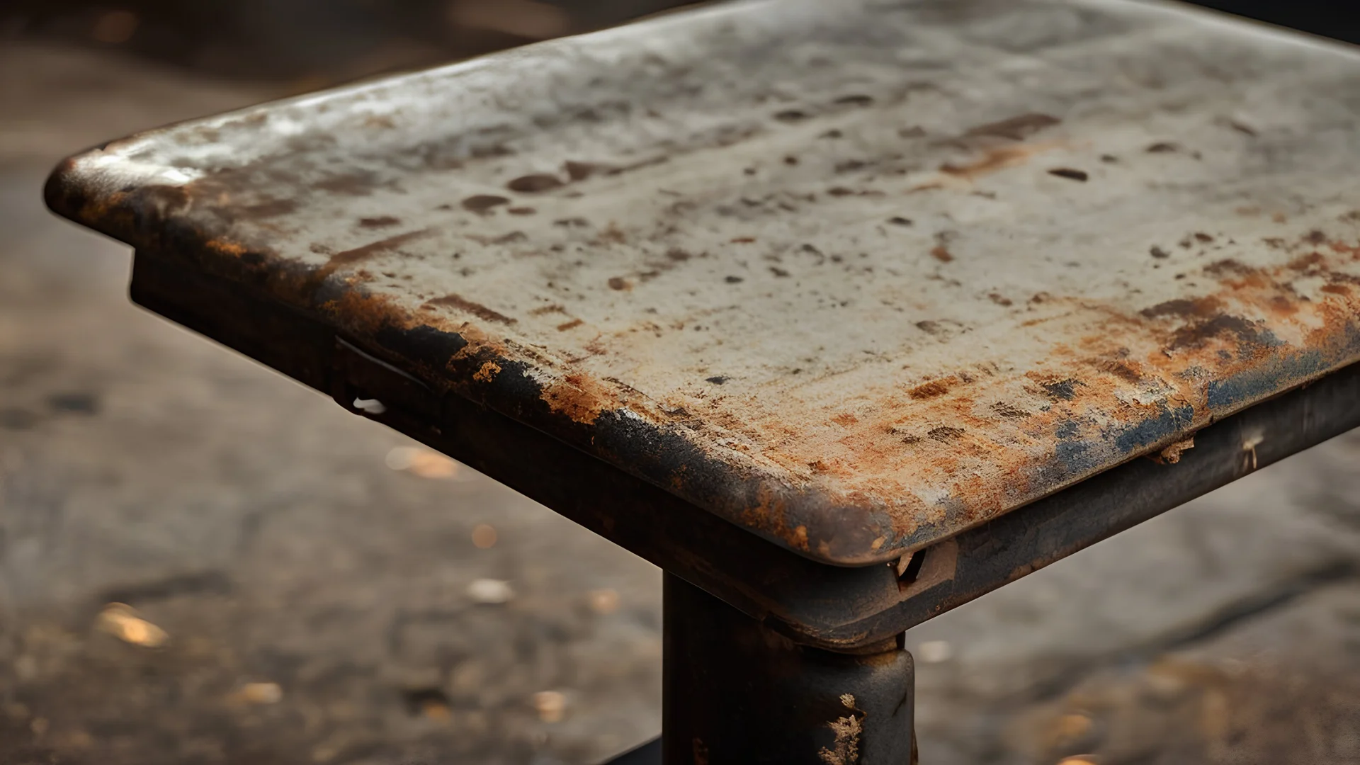 a detail of a very worn school desk