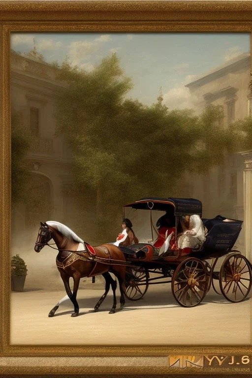 Fiacre landauer carriage with two horses in Vienna