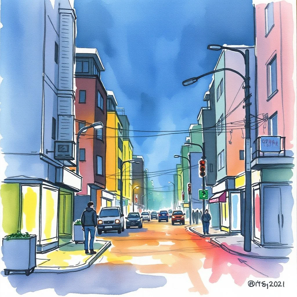 Loose watercolour,urban sketch