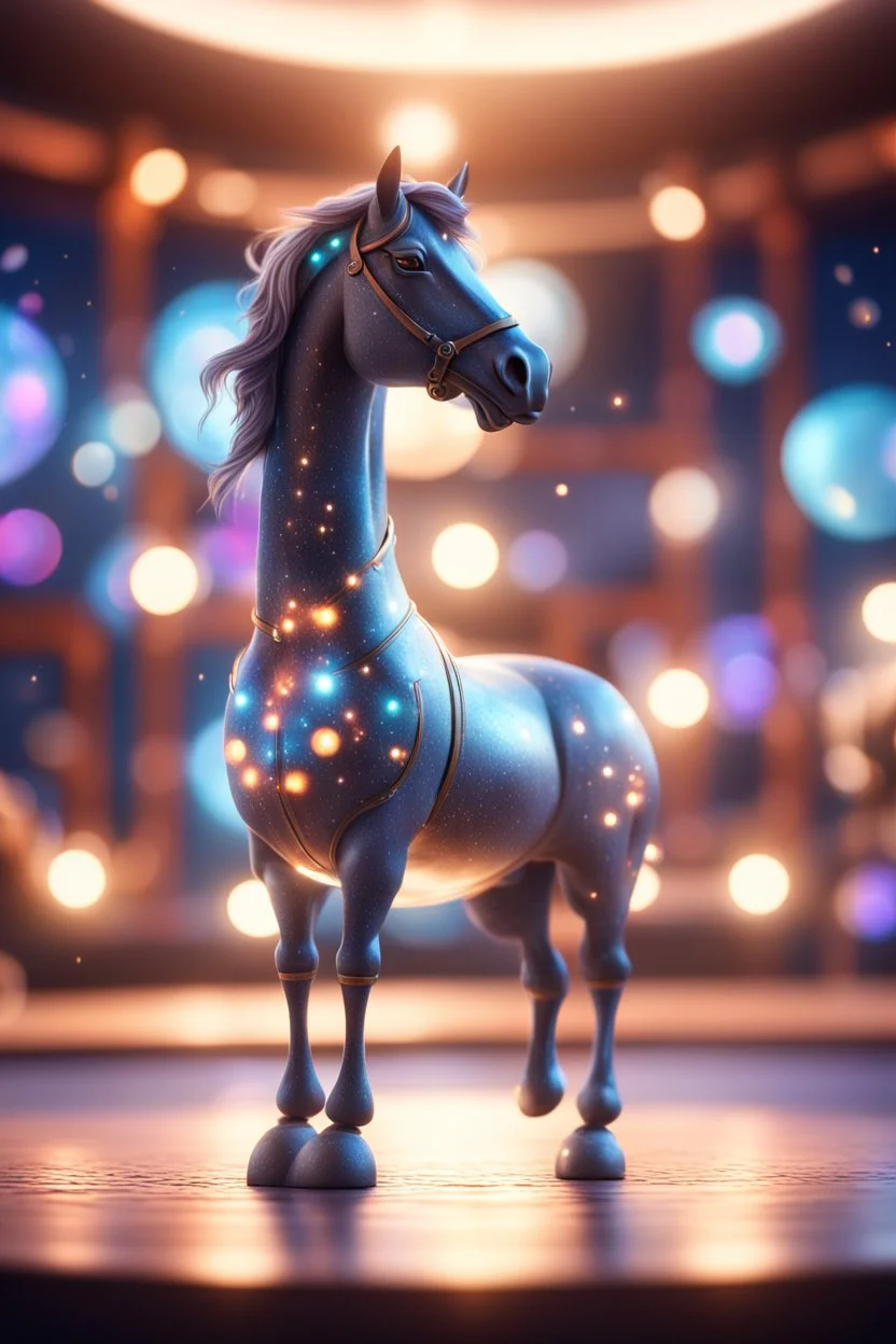 ultimate transcendent happy yoga space horse with spotlights, in advanced hi tech dock, bokeh like f/0.8, tilt-shift lens 8k, high detail, smooth render, down-light, unreal engine, prize winning