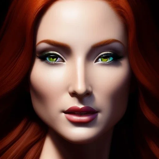 Ultra detailed fullbody Portrait in oil on canvas of beautiful busty Redhead Medusa(marvel),extremely detailed digital painting,ultrarealistic skin,intense stare, extremely detailed face, crystal clear eyes, mystical colors ,perfectly centered image, perfect composition, rim light, beautiful lighting,masterpiece ,8k, stunning scene, raytracing, anatomically correct, in the style of uncannyknack and Ohrai Noriyoshi and robert e howard and Steve Jung and Wizyakuza.