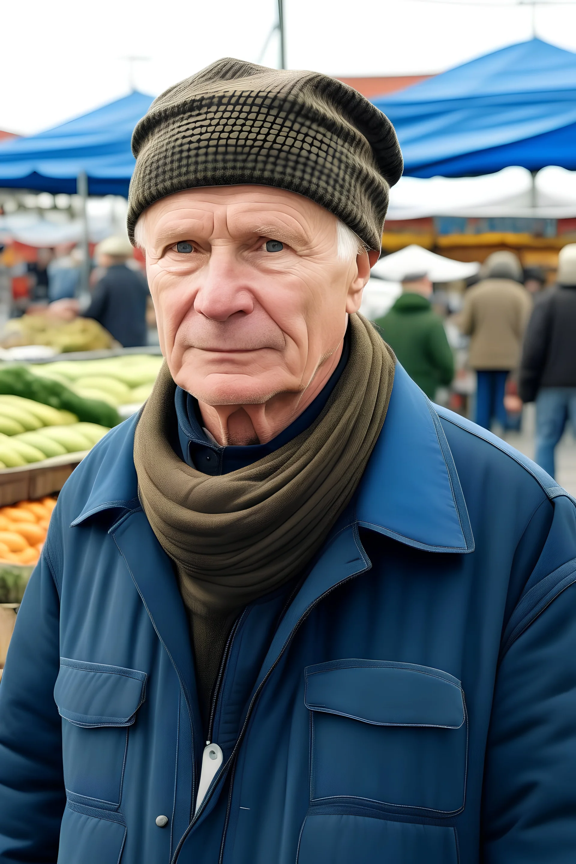 A middle-aged man in an Estonian market