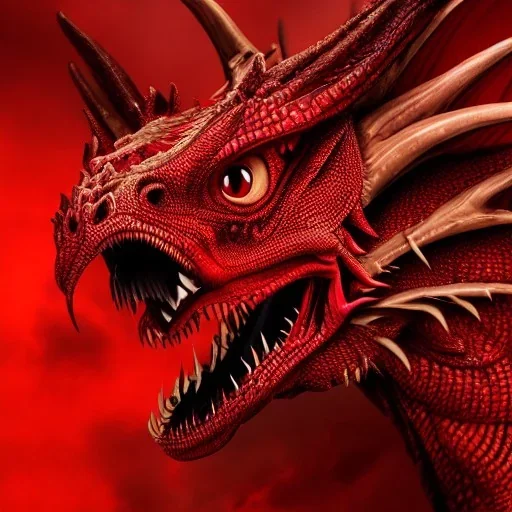 red dragon, dragon portrait, portrair, dragon head, dragon face, big eyes, fangs, dragon with horns, 8k resolution, high-quality, fine-detail, fantasy, incredibly detailed, ultra high resolution, 8k, complex 3d render, cinema 4d